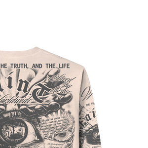 Camiseta de Manga Larga para Hombre, Estilo Urbano, Cuello Redondo, Corte Regular, con Estampado y Logotipo en la Espalda, de Algodón - Product Image 2