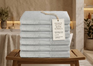 Serviette de bain en bambou tissé doux, tissu de qualité supérieure, ultra absorbante, séchage rapide, écologique, biologique, 400 GSM, pour la maison, le spa, les centres de villégiature - Product Image 5