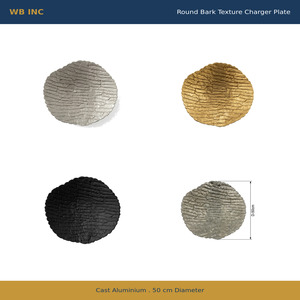 Assiette de présentation en aluminium moulé, texture écorce, ronde, décorative, or, noir, argent, faite à la main, en métal, pour décoration de table - Product Image 4