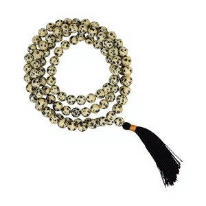 Collar de alta calidad con cuentas de jaspe dalmático, collar de meditación de 108 cuentas, cuentas de cristal para oración, yoga, collar con borla de piedra natural. - Product Image 5