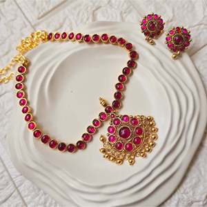 18K Gold Plated Stainless Steel Kemp Golden Pearl Designer Jewelry Set - Product Image 5