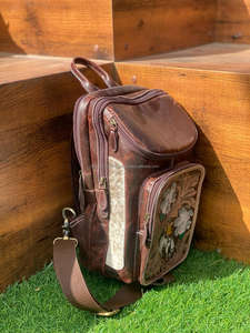 New Western Stylish Genuine Leather Women Chest Bag <b>Hair</b> on Tooled Leather Vintage Crossbody Bag Outdoor Luxury Travel Chest Bag - Product Image 5