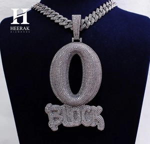 Pendentif de luxe en forme de lettre O entièrement pavé de diamants, collier hip-hop personnalisé pour fournisseur de bijoux bling en gros - Product Image 1