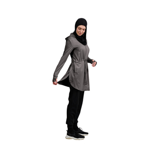 Vêtements de sport modestes pour femmes, ensemble 2 pièces, tunique à capuche et leggings, vêtements de sport islamiques, vêtements de sport pour la salle de sport, UPF50+, séchage rapide, écologiques, toutes saisons - Product Image 3