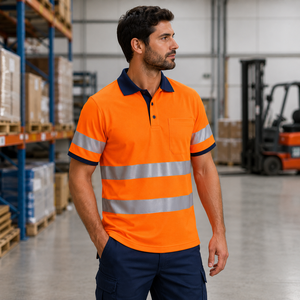Polo de sécurité routière léger avec logo personnalisé, en maille respirante, anti-humidité, pour le travail en extérieur, vente en gros, fabricant - Product Image 2