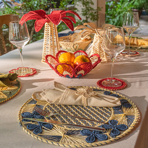 New 2026 Bohemian Floral Five-Petal <b>Paper</b> Yarn Placemat Eco-Friendly Luxury Charger Plate for Dining Tables <b>Made</b> in Vietnam - Product Image 6