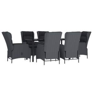 Conjunto de Comedor de Jardín de Ratán Sintético Gris Oscuro con Reposabrazos Ajustables Grandes - Product Image 3