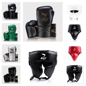New Arrival Direct Factory Supply Green Gold Cowhide Leather Fly Boxing Set <b>Head</b> Groin Protector Gloves <b>Training</b> for Adult - Product Image 6