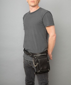 Bolso de pierna de cuero vintage con múltiples bolsillos, riñonera para viajes, moda outdoor, bolsa de almacenamiento utilitaria, correa segura ajustable y cómoda. - Product Image 3