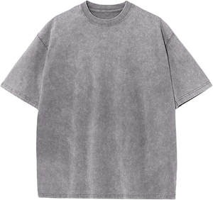 Wholesale 100 Cotton Acid Wash Oversized <b>Tshirt</b> 250Gsm Heavyweight T Shirt for Men 100% Cotton T-shirt For Men Loose Fit - Product Image 1