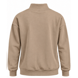 Sudadera beige de cuello alto para mujer, jersey de manga larga, holgado, de forro polar, cuello simulado, informal, de invierno, estilo urbano, top de moda - Product Image 2
