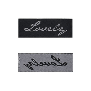 Etiquetas de damasco tejidas personalizadas de primera calidad, cosidas, con corte fusible y borde láser, lavables, para bolsos y prendas con logotipo de marca, forma rectangular - Product Image 1