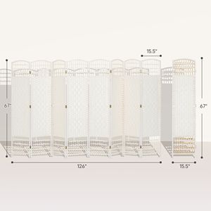 Divisorio Pieghevole Portatile a 8 Pannelli in Fibra Ondulata Bianca per Privacy in Casa e Ufficio - Product Image 3