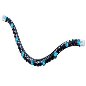 Bande de sourcils en cuir noir, Durable et résistant aux rayures, 1 rangée de cristaux de strass multicolores imperméables - Product Image 1