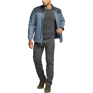 Blouson d'hiver slim bleu pour homme, imperméable, coupe-vent, fermeture éclair frontale, couleur unie, coupe régulière, en polyester, col montant - Product Image 3