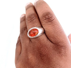 Bague de promesse en argent sterling 925 avec ambre baltique naturel fait main, taille ovale, bijou bohème en pierre précieuse, magnifique cadeau pour femme - Product Image 4