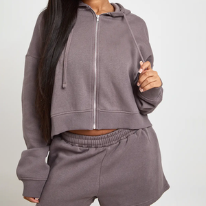 Oferta de Primavera 2026: Conjunto Deportivo de 2 Piezas para Mujer, Sudadera Holgada con Cremallera y Estampado, y Pantalones Cortos, Ropa Deportiva para Gimnasio - Product Image 3