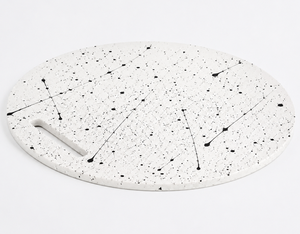 Black Round <b>Plastic</b> Chopping <b>Block</b> Cutting Board Dishwasher Safe Large Kitchen Prep Plate with Wood Handle - Product Image 6