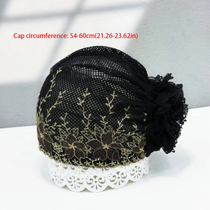 New Flower Embroidery 100% Silk <b>Bonnet</b> Hat Elastic Full Cover Headscarf Breathable Outdoor White Hair Postpartum Cap Women - Product Image 6