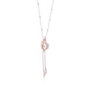 Pendentif en or rose avec diamants ronds taille brillant, bijou romantique pour femme, idéal pour le quotidien - Product Image 2