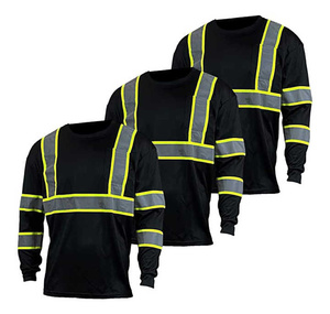 Camisa de Trabajo de Manga Larga Negra para Hombre, Alta Visibilidad, con Franjas Reflectantes, Material de Poliéster, Uniforme de Seguridad - Product Image 4