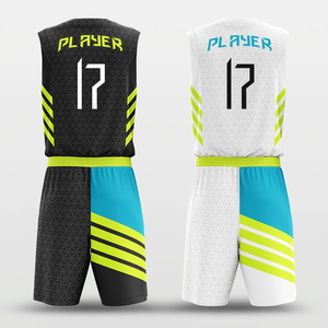 Conjunto de Uniforme de Baloncesto Victory Player 17, Negro, Blanco, Amarillo, Verde, Malla Transpirable, Secado Rápido, Sin Mangas, Unisex, para Todos los Deportes - Product Image 1