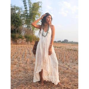 Vestido Maxi Halter, Vestido Maxi de Maternidad, Vestido Maxi Tipo Gown, Vestido Maxi Estilo Gitano, Vestido Maxi de Playa, Vestido de Novia Bohemio, Vestido Maxi Boho - Product Image 2