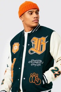Chaqueta Varsity Vintage Personalizada, Chaqueta Bomber de Béisbol con Parches Bordados, Estilo Urbano para Hombre, Unisex, de Alta Calidad - Product Image 3