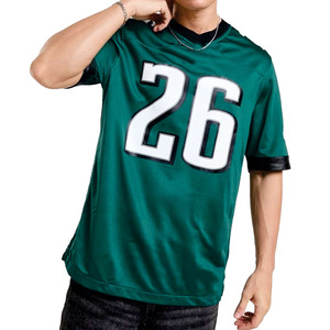 Maillot de football américain unisexe vert uni en polyester pour hommes, respirant, coupe athlétique, impression de numéro personnalisée, uniforme d'équipe USA - Product Image 4