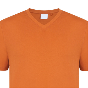 Camiseta de algodón 100% con cuello en V, de alta calidad, informal, tejida, de manga corta, de color sólido, transpirable y cómoda. - Product Image 4