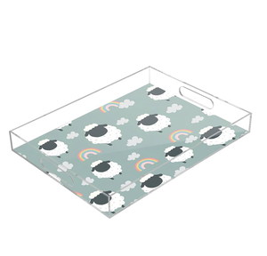 Bandeja de servir y almacenamiento acrílica impresa a mano con diseño navideño para café, aperitivos, organizador de desayuno, bandeja de presentación para hogares y hoteles - Product Image 4