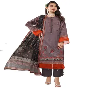 Trajes de 3 piezas originales de marca pakistaní para césped, marca Dr Haris bordada, fiestas para adultos, niñas Salwar Sari fabricadas en la India - Product Image 1