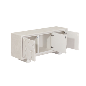 Aparador de 3 puertas Vandana Sereno Lyra en madera blanca con efecto hormigón - Product Image 4