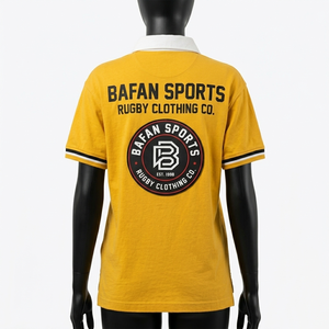 Camiseta de Rugby para Mujer, 220 GSM, Algodón y Poliéster, Jersey Deportivo Amarillo, Logotipo Serigrafiado Personalizado, Camiseta de Rugby de Algodón para Mujer - Product Image 4