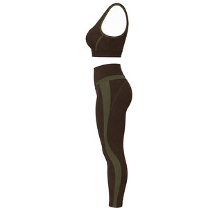 Conjunto deportivo sin costuras de canalé para mujer, ropa deportiva ligera para yoga, entrenamiento en el gimnasio y uso diario cómodo. - Product Image 6
