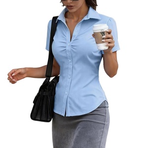 Chemise formelle à manches courtes pour femme la plus vendue – Style élégant et confort professionnel, chemise de bureau pour femme, chemise formelle BD - Product Image 1