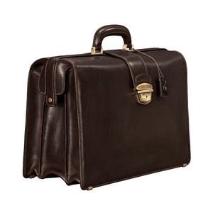 Porte-documents en cuir pleine fleur véritable marron foncé de haute qualité avec fermoir à bouton-poussoir pour homme, sac de bureau exécutif en cuir de vachette fait main - Product Image 2