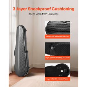 Custodia per violino 4/4 full size, leggera e portatile, borsa da viaggio con fodera in peluche, doppia tracolla, protezione per strumenti musicali - Product Image 2