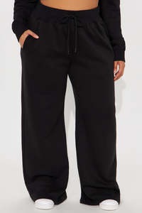 Women’s Wide Leg Sweatpants High Waist Drawstring Lounge Pants Ladies Loose Fit Fleece Sweatpants Casual Wide Leg Joggers Women - Product Image 2