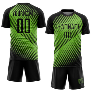 Unisex Soccer Jersey Set Custom Sublimated <b>Green</b> <b>Black</b> Short Sleeve Moisture Wicking Athletic Fit Adults Team Wear - Product Image 1