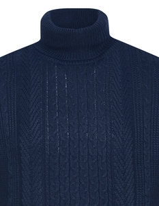 Pull col roulé pour homme en coton épais, couleur unie, tricoté, décontracté, à rayures, avec fermeture éclair sur le devant, idéal pour l'hiver - Vente en gros - Product Image 2
