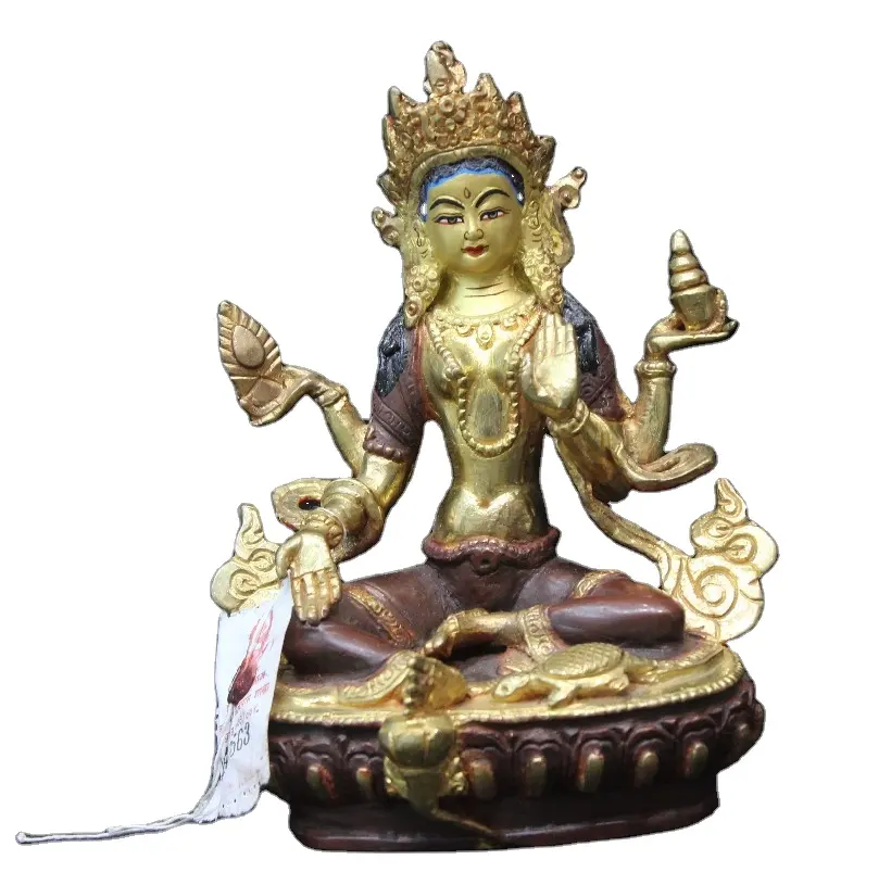 Estatuas de artesanía religiosa de alta calidad, escultura de bronce blanco de Tara, nepalí, acabado antiguo, latón, Metal y cobre