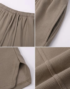 Shorts en coton tricoté pour homme, couleur unie, taille mi-haute, fermeture élastique, style décontracté, tissu respirant - Product Image 6