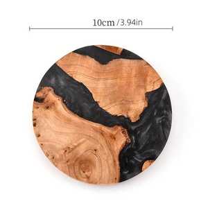 Ensemble de sous-verres en résine de bois dur naturel, faits à la main, design carré moderne, diamètre 350 mm, épaisseur 5 mm, sous-verres pour boissons MN EXPORTS - Product Image 3