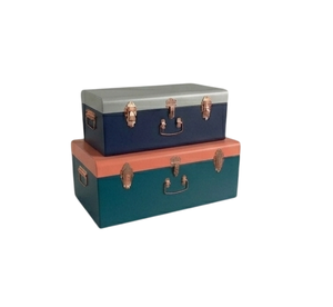 Trending Style Brown Storage Trunks Rectangular Stackable Design Classic Style with Metal Clasps for Sundries Organization - Product Image 6