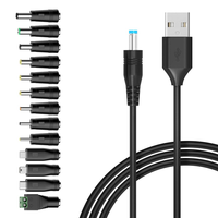 Cable de Alimentación de 5V, USB a Conector DC, con 13 Adaptadores para Cargar Luces LED Pixel, Mini Ventilador USB-HUB, Cámara, Teléfono Móvil