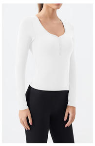 <b>Black</b> <b>Long</b> <b>Sleeve</b> Knitted <b>Top</b> With Button Front Slim Fit Casual Wear For <b>Women</b> - Product Image 3