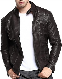 Chaqueta de Cuero PU Genuino para Hombre, Estilo Elegante, con Cierre, para Motocicleta, Invierno, Transpirable, Impermeable, Tinte Liso - Product Image 2