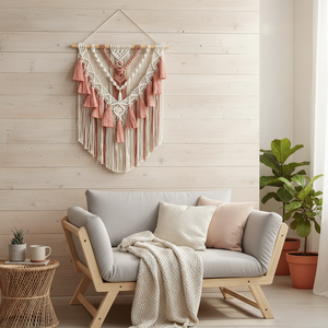 <b>Boho</b> Macrame <b>Wall</b> <b>Hanging</b> Tapestry Cotton Rope Geometric Tassel <b>Wall</b> Decor for Bedroom Living Room Nursery 18 x 30 inches - Product Image 5