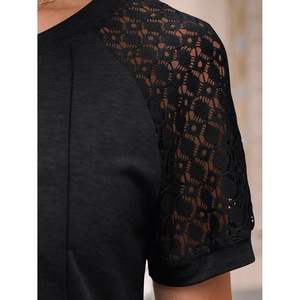 2025 camiseta de verano de punto elegante informal de negocios de moda 2025 para mujer, Tops de encaje de manga corta a la moda - Product Image 2